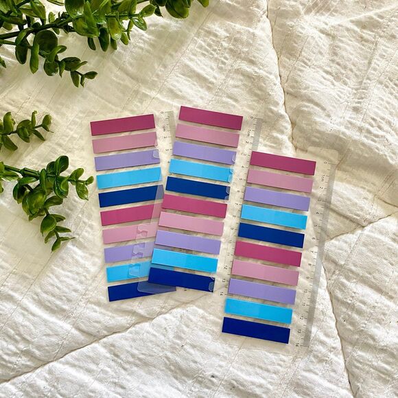 3 Purple Pink Blue Annotation Tabs with Ruler - Picture 1 of 5